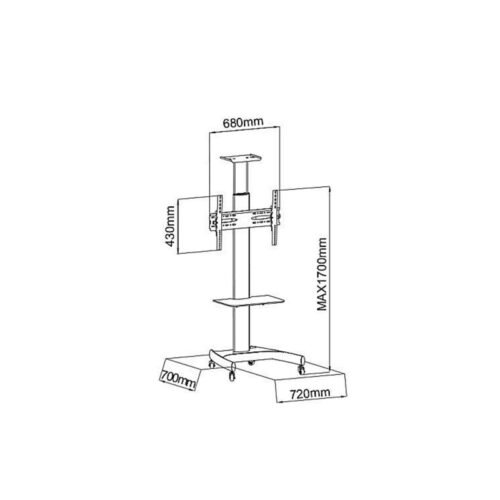 BTCT-601S <Br> Large Aluminum TV Cart </Br> - Image 3
