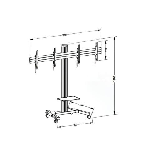 TTD01 46FW <Br>2 screen Video Wall Floor Stand </Br> - Image 3